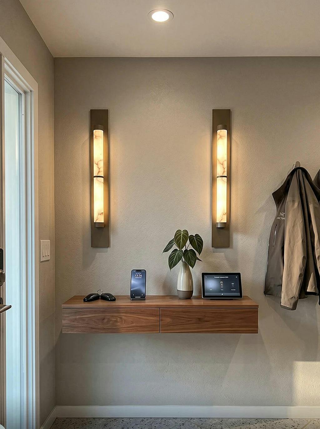 Geo Columnar Linear Alabaster Wall Sconce