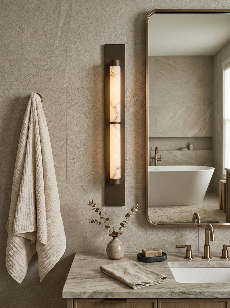 Geo Columnar Linear Alabaster Wall Sconce