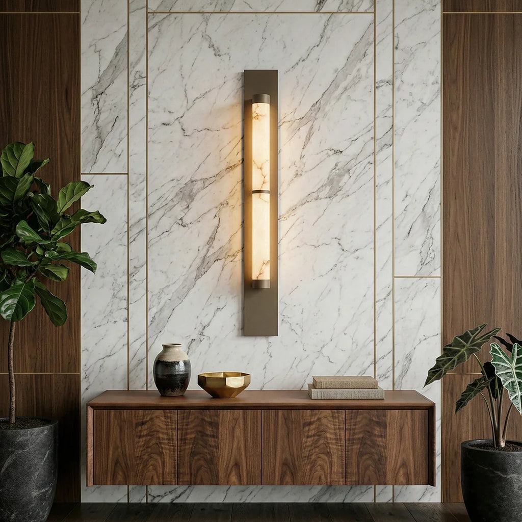 Geo Columnar Linear Alabaster Wall Sconce
