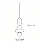 Glass Totem Pendant Light Style C Line Art Dimension Diagram