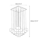 Square Alabaster Cube Chandelier Line Art Dimension Diagram