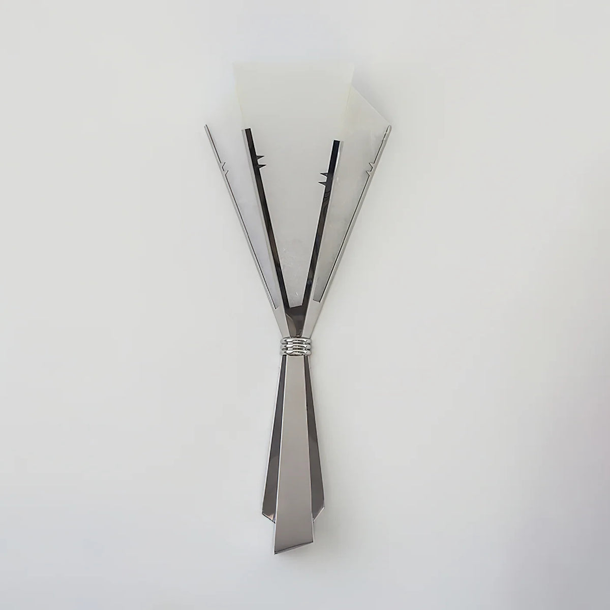 Modern Alabaster Fan Wall Sconce Front View Studio Shot on Pure White Background