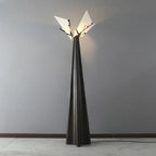 Illuminated Triangular Alabaster Cone Floor Lamp Studio Display