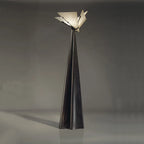 Modern Triangular Alabaster Cone Floor Lamp Studio Display