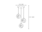 3 Light Alabaster Globe Chandelier Line Art Dimension Diagram