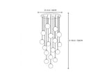 Large Alabaster Globe Staircase Chandelier Line Art Dimension Diagram