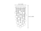 21 Light Alabaster Globe Chandelier Line Art Dimension Diagram