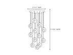12 Light Alabaster Globe Chandelier Line Art Dimension Diagram