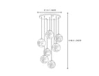 7 Light Alabaster Globe Chandelier Line Art Dimension Diagram