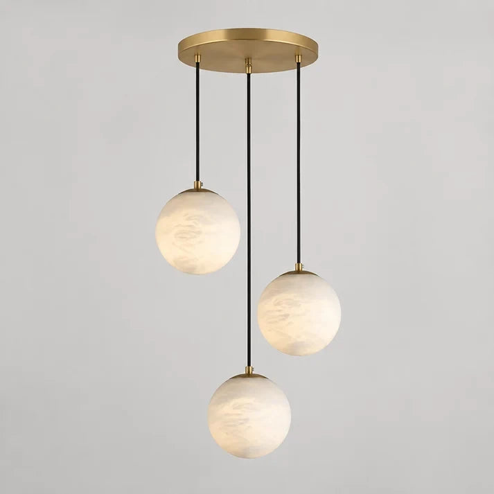 3 Light Alabaster Globe Pendant Light Studio Display