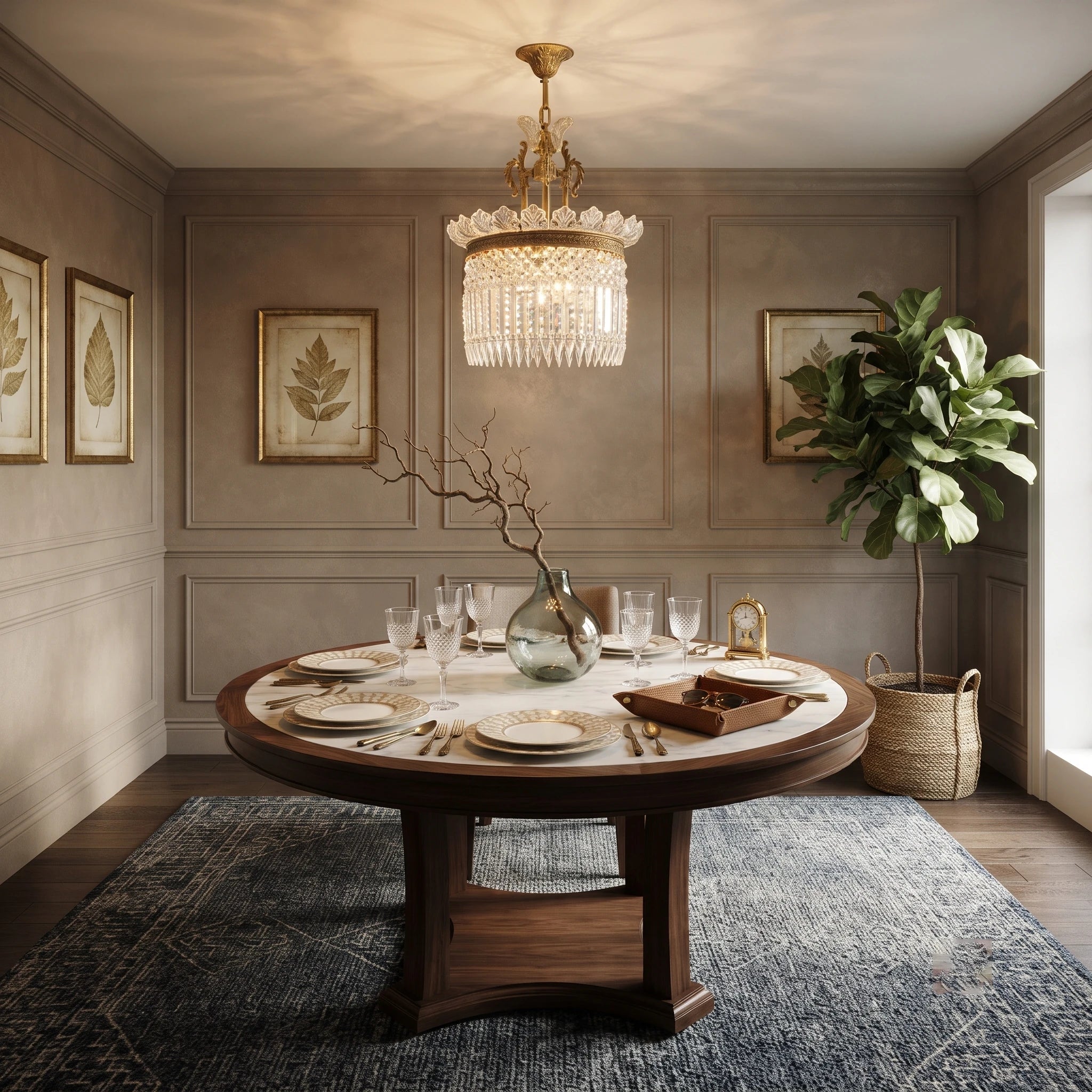 Gilded Filigree Crystal Chandelier