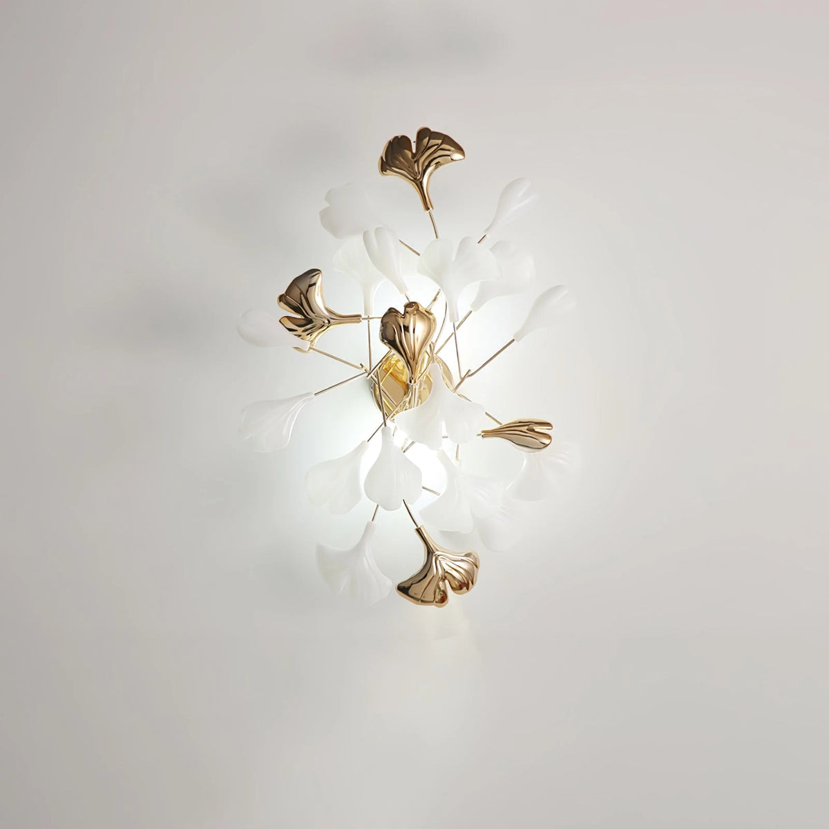 Ginkgo Leaf Wall Light with Cool White Glow Studio Display