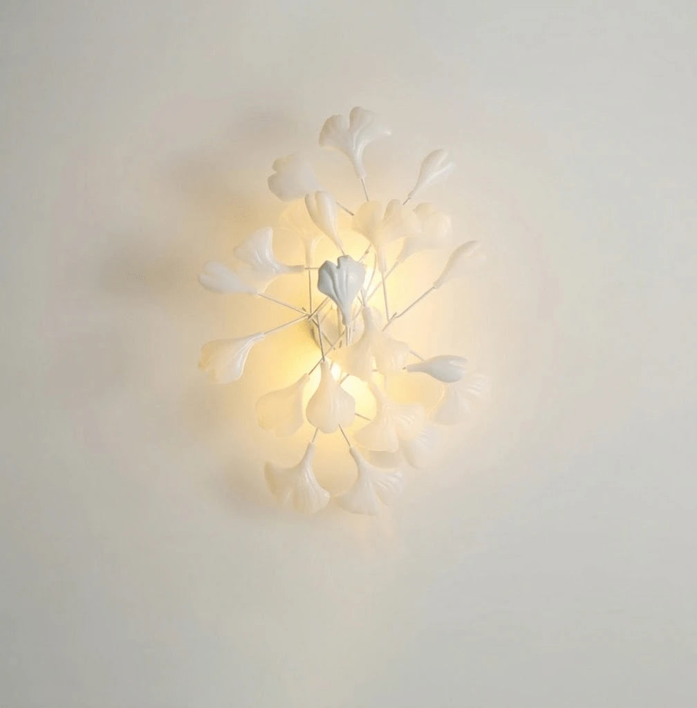 Warm White Ginkgo Leaf Wall Light Studio Product Shot