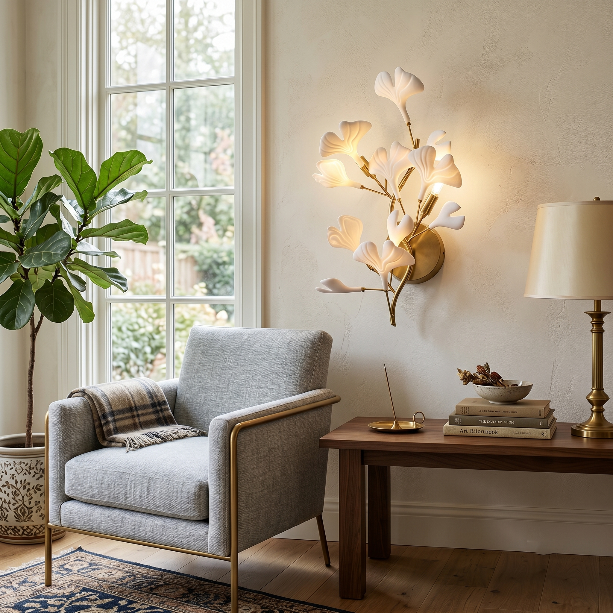 Ginkgo Ceramic Branch Sconce