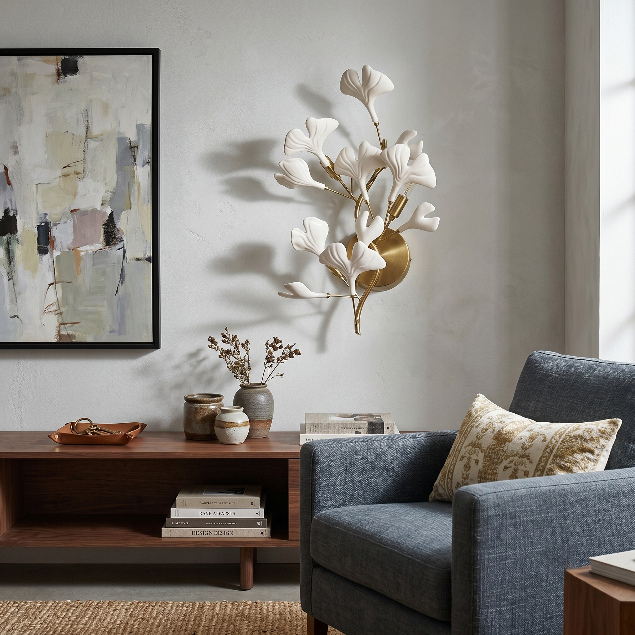 Ginkgo Ceramic Branch Sconce