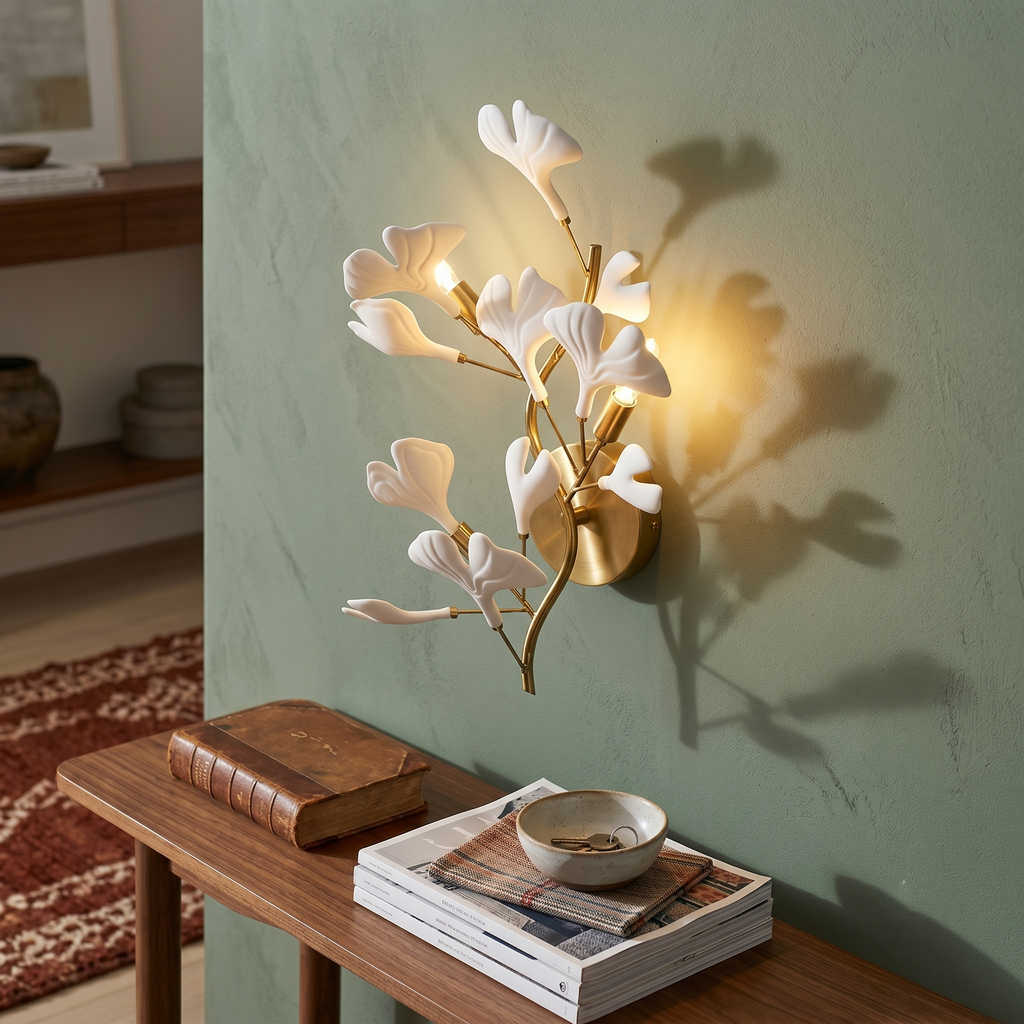 Ginkgo Ceramic Branch Sconce