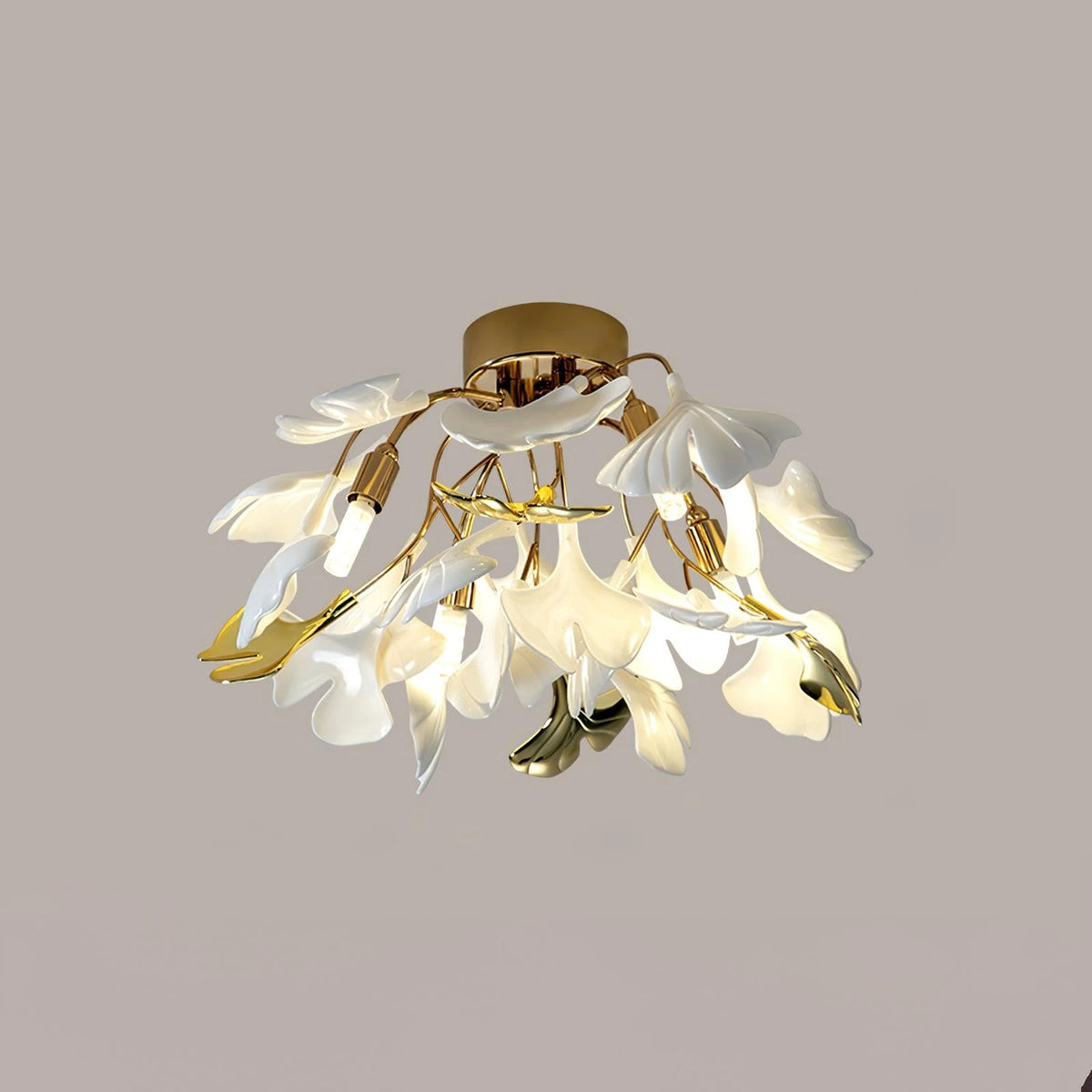 Glam Brass Ginkgo Leaf Flush Mount Light Studio Display