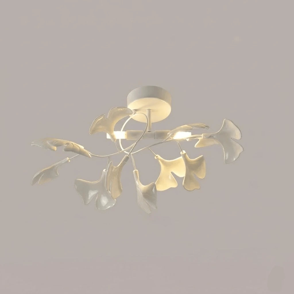 Small White Ginkgo Leaf Flush Mount Light Studio Display