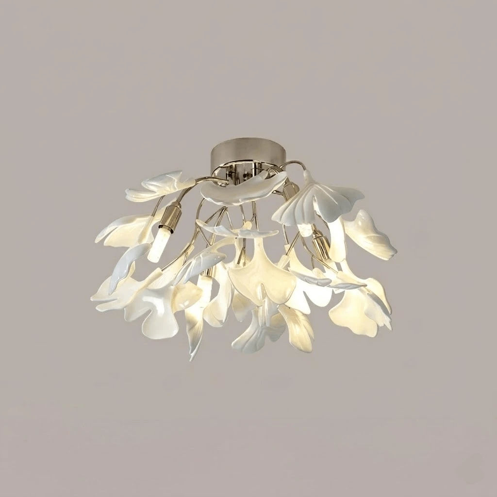 White Ginkgo Leaf Flush Mount Light Studio Display