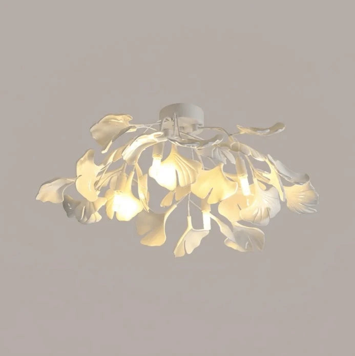 Large White Ginkgo Leaf Ceiling Light Studio Display