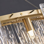 Close Up View of Modern Brass Frame, Lamp Holder and Crystal Glass Connection Details