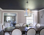 Modern Silver Crystal Block Pendant Light in Formal Dining Room