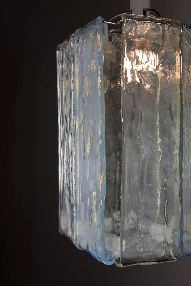Close Up View of Illuminated Crystal Block Art Glass and Internal Light Glow