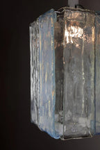 Close Up View of Illuminated Crystal Block Art Glass and Internal Light Glow