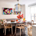 Modern Silver Crystal Block Pendant Light in Cozy Dining Area