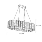 Modern Crystal Irregular Disc Art Glass Linear Chandelier Line Art Dimension Diagram