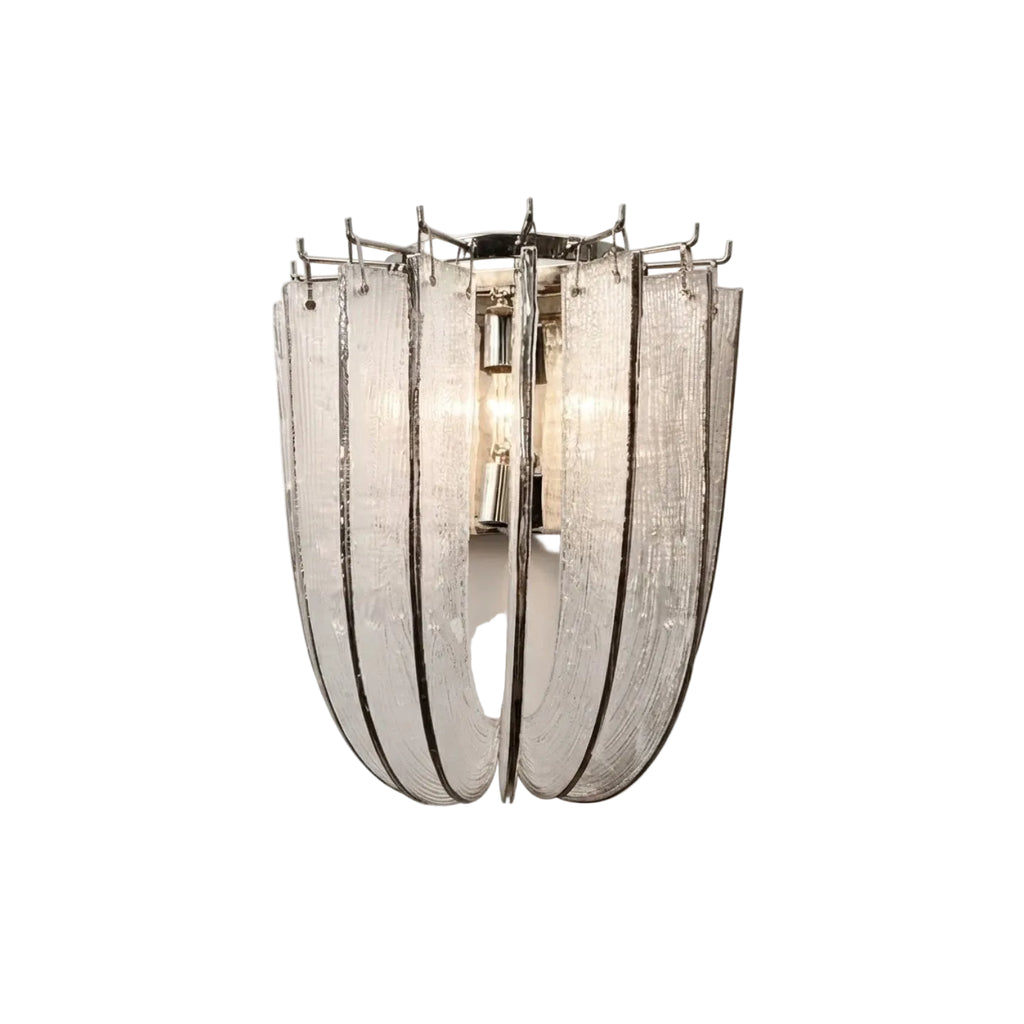 Modern Vertical Crystal Strip Art Wall Sconce with Silver Hardware on Pure White Background
