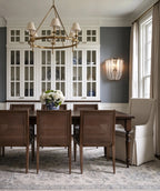 Modern Vertical Crystal Strip Art Wall Sconce in Formal Dining Room