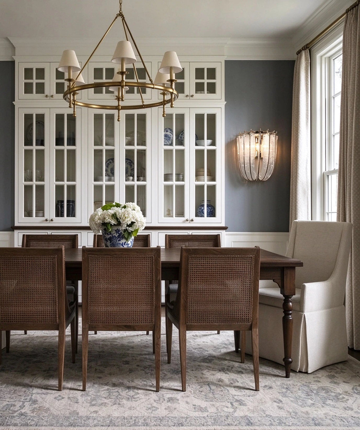 Modern Vertical Crystal Strip Art Wall Sconce in Formal Dining Room