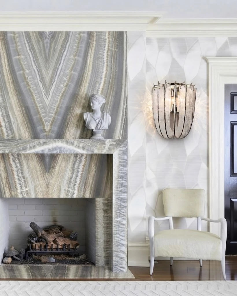 Modern Vertical Crystal Strip Wall Sconce in Classic Interior Setting