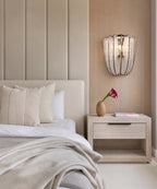 Modern Vertical Crystal Strip Wall Sconce in Elegant Bedroom Interior