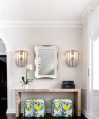 Modern Vertical Crystal Strip Wall Sconces in Entryway Foyer