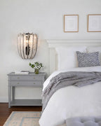 Modern Vertical Crystal Strip Wall Sconce in Master Bedroom Setting