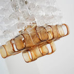 Close Up View of Amber and Clear Glass Arrangement