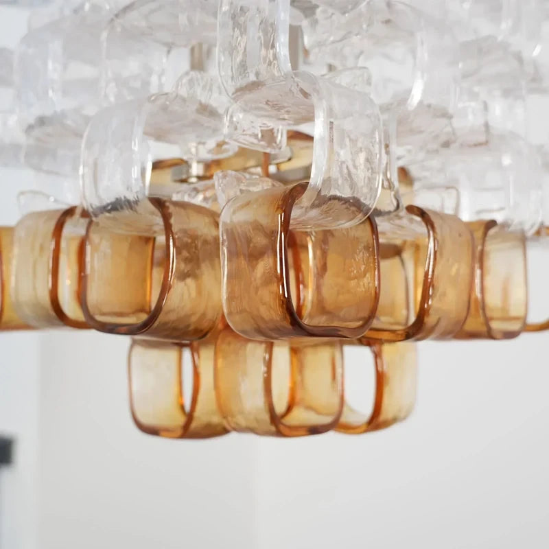 Close Up View of Amber Glass Blocks and Light Texture