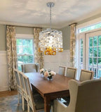 Modern Art Glass Square Pendant Light in Contemporary Dining Area