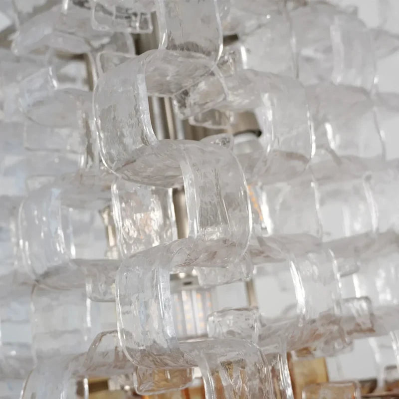 Close Up View of Multi-Tier Clear Glass Blocks Texture