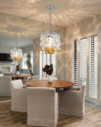 Modern Clear and Amber Art Glass Pendant Light in Luxury Dining Space