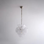 Illuminated Modern Silver and White Disc Chandelier Studio Display