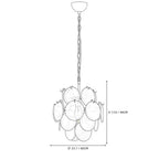 Modern Large White Disc Art Glass Chandelier Line Art Dimension Diagram