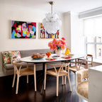 Modern White Disc Art Glass Chandelier in Cozy Dining Nook