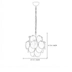 Modern Small White Disc Art Glass Chandelier Line Art Dimension Diagram