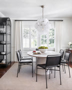Modern White Disc Art Glass Chandelier in Kitchen Dining Area