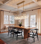Modern Rectangular Crystal Prism Chandelier in Contemporary Dining Area