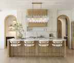 Modern Rectangular Crystal Prism Chandelier Over Kitchen Breakfast Bar