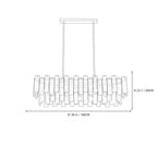 Modern Standard Rectangular Crystal Prism Chandelier Line Art Dimension Diagram